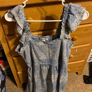 long blue and white dress